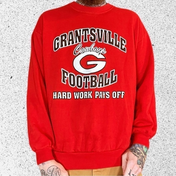 Jerzees Other - Red vintage jerzees crewneck sweatshirt cowboys football hard work pays off
